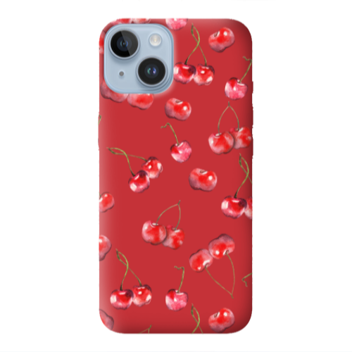 Apple iPhone 14 Plus Cherries Red Colored Silicone TPU Θήκη