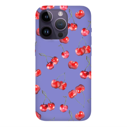 Apple iPhone 14 Pro  Cherries Purple Colored Silicone TPU Θήκη