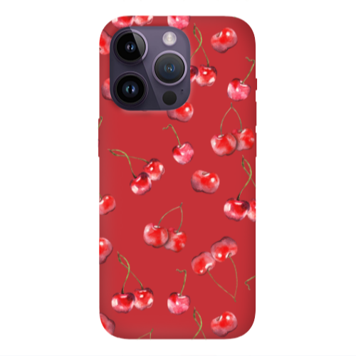 Apple iPhone 14 Pro  Cherries Red Colored Silicone TPU Θήκη