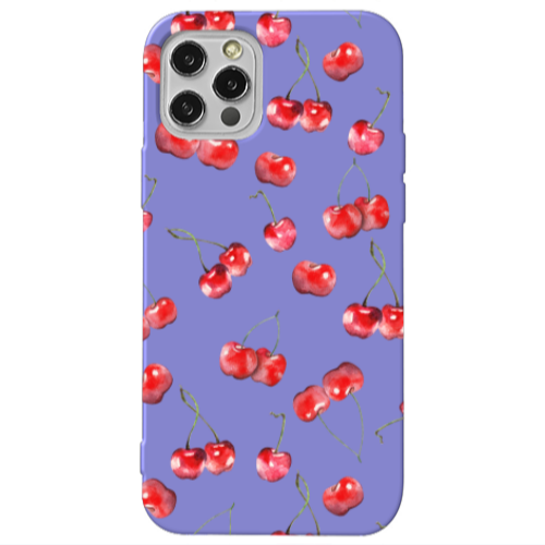 Apple iPhone 13 Pro Cherries Purple Colored Silicone TPU Θήκη