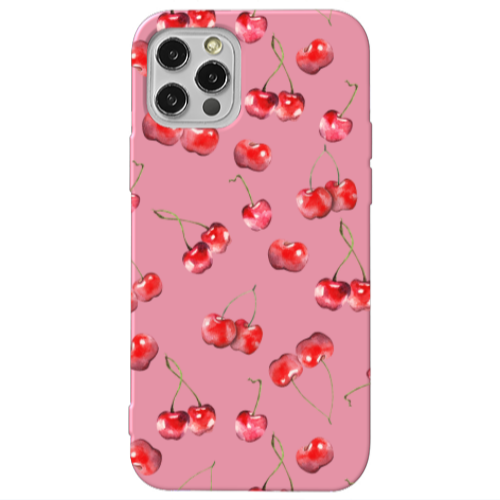 Apple iPhone 13 Pro Cherries Pink Colored Silicone TPU Θήκη
