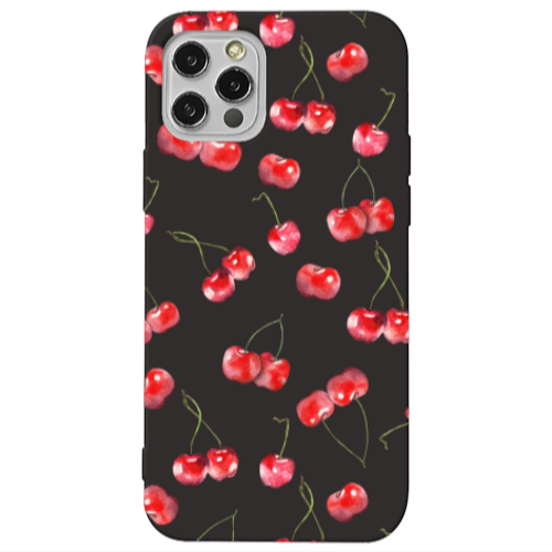 Apple iPhone 13 Pro Cherries Black Colored Silicone TPU Θήκη