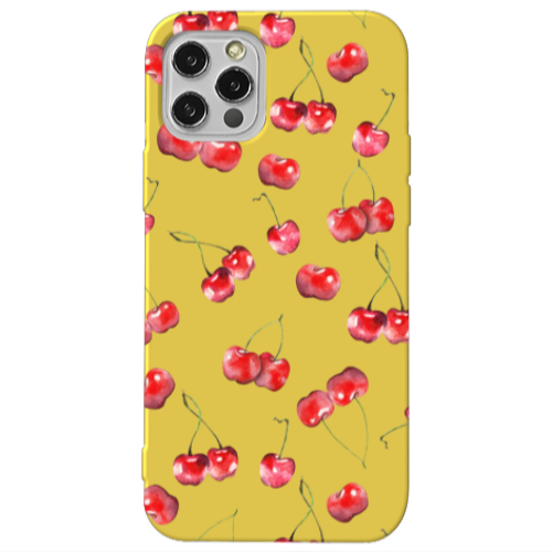 Apple iPhone 13 Pro Cherries Yellow Colored Silicone TPU Θήκη