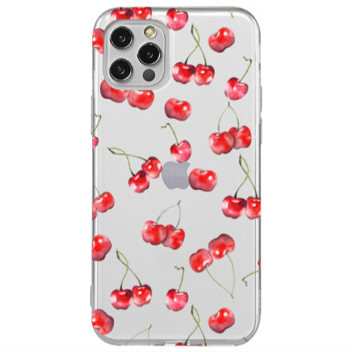 Apple iPhone 12 Pro Cherries Transparent Silicone TPU Θήκη