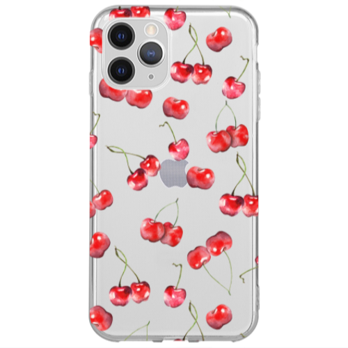 Apple iPhone 12 Pro Max Cherries Transparent Silicone TPU Θήκη