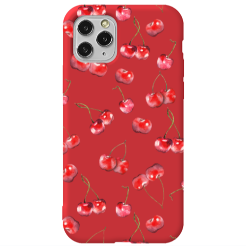 Apple iPhone 11 Pro Max Cherries Red Colored Silicone TPU Θήκη