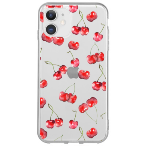 Apple iPhone 12 Mini Cherries Transparent Silicone TPU Θήκη