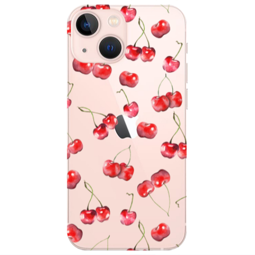 Apple iPhone 13 Mini Cherries Transparent Silicone TPU Θήκη
