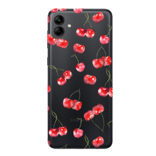 Samsung A04 Cherries Transparent Silicone TPU Θήκη