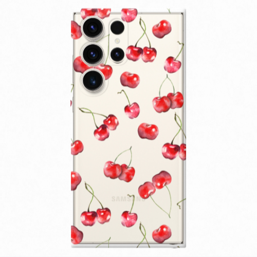 Samsung S23 Ultra Cherries Transparent Silicone TPU Θήκη