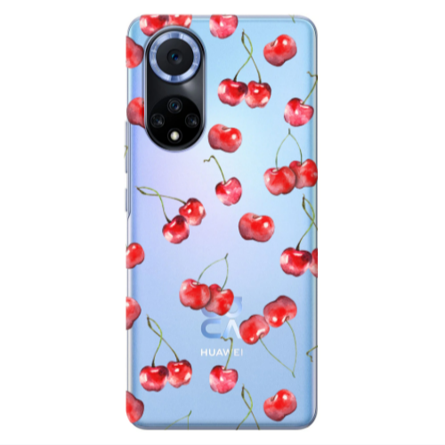Huawei Nova 9 Cherries Transparent Silicone TPU Θήκη