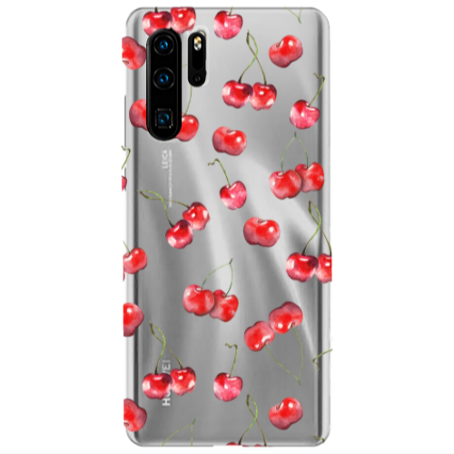 Huawei P30 Pro Cherries Transparent Silicone TPU Θήκη