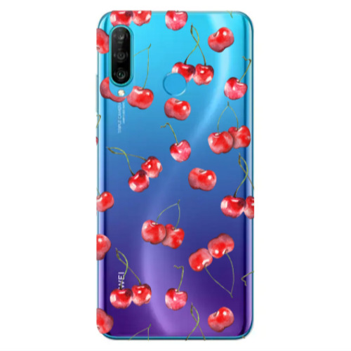 Huawei P30 Lite Cherries Transparent Silicone TPU Θήκη