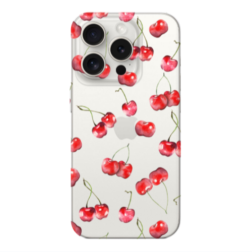 Apple iPhone 15 Pro Cherries Transparent Silicone TPU Θήκη