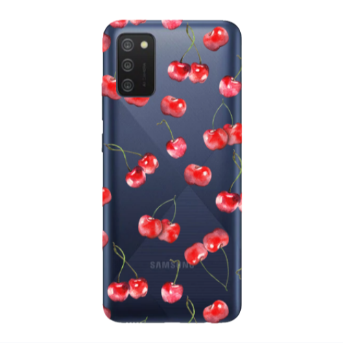 Samsung A02s Cherries Transparent Silicone TPU Θήκη