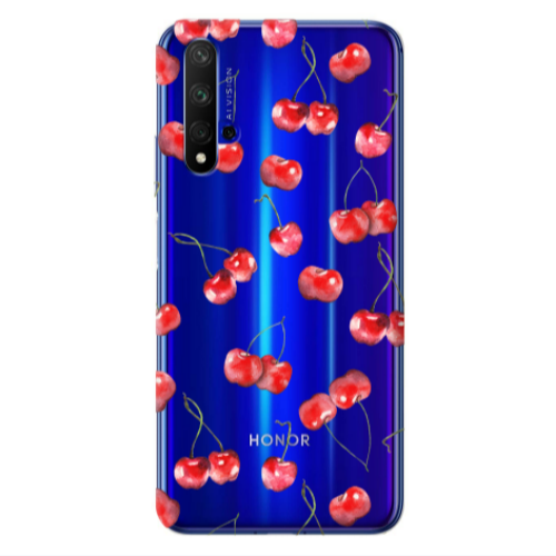 Huawei Nova 5 T Cherries Transparent Silicone TPU Θήκη