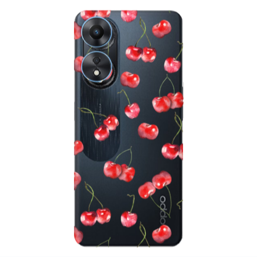 Oppo A 98 Cherries Transparent Silicone TPU Θήκη