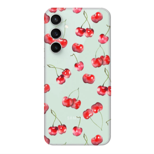 Samsung S24 Cherries Transparent Silicone TPU Θήκη