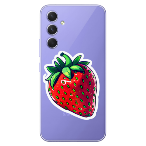 Samsung A56 strawberry Transparent Silicone TPU Θήκη