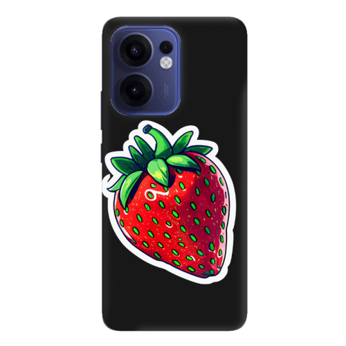Oppo Reno 13 F strawberry Black Colored Silicone TPU Θήκη