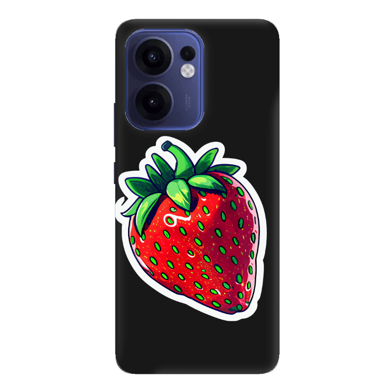 Oppo Reno 13 F strawberry Black Colored Silicone TPU Θήκη