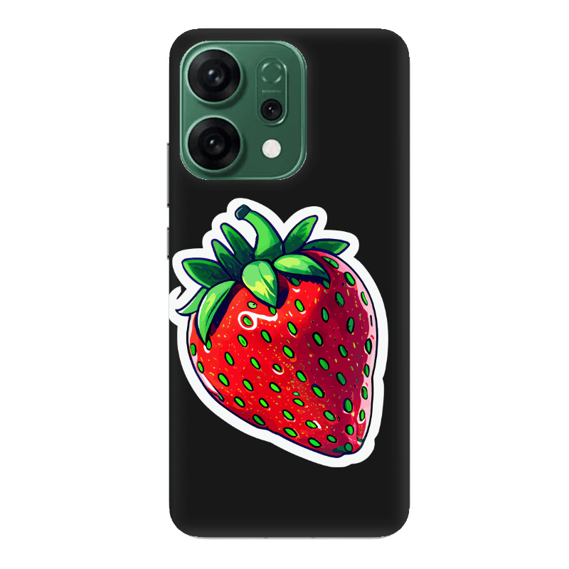 Oppo RENO 14 strawberry Black Colored Silicone TPU Θήκη