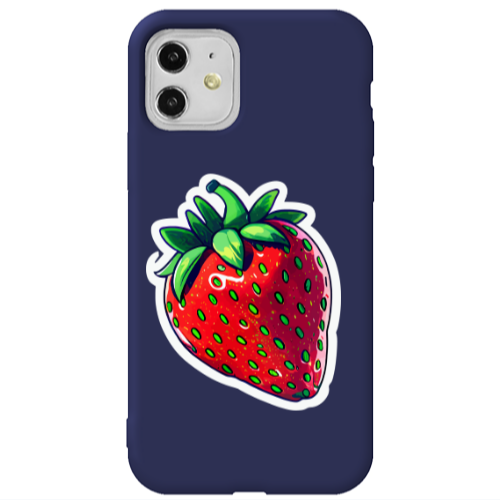 Apple iPhone 11  strawberry Dark blue Colored Silicone TPU Θήκη