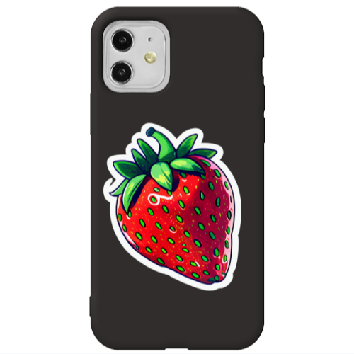 Apple iPhone 11  strawberry Black Colored Silicone TPU Θήκη