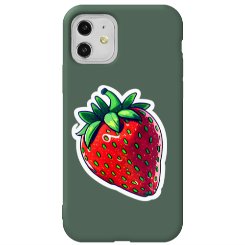 Apple iPhone 11  strawberry Dark Green Colored Silicone TPU Θήκη