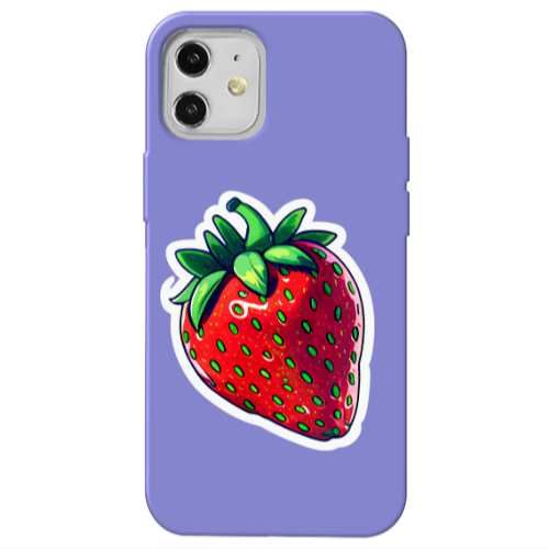 Apple iPhone 12 strawberry Purple Colored Silicone TPU Θήκη