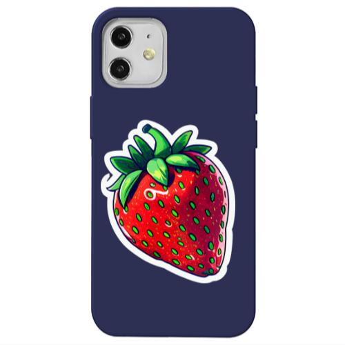Apple iPhone 12 strawberry Dark blue Colored Silicone TPU Θήκη
