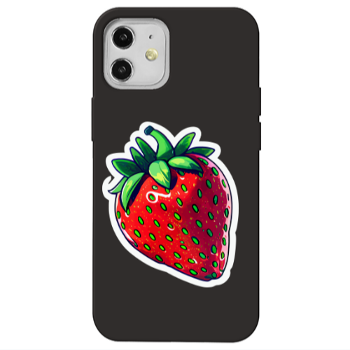 Apple iPhone 12 strawberry Black Colored Silicone TPU Θήκη