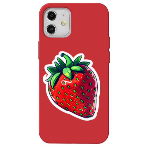 Apple iPhone 12 strawberry Red Colored Silicone TPU Θήκη