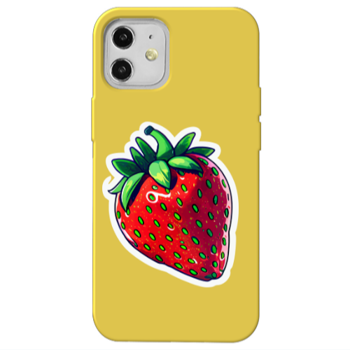 Apple iPhone 12 strawberry Yellow Colored Silicone TPU Θήκη