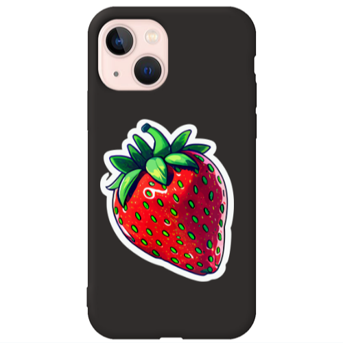 Apple iPhone 13 strawberry Black Colored Silicone TPU Θήκη