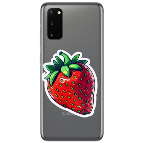 Samsung S20 strawberry Transparent Silicone TPU Θήκη