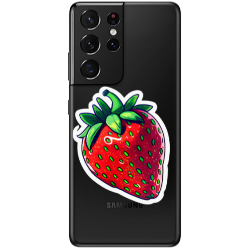 Samsung S21 Ultra strawberry Transparent Silicone TPU Θήκη