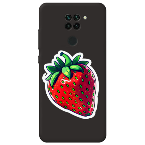 Xiaomi Redmi Note 9 strawberry Black Colored Silicone TPU Θήκη