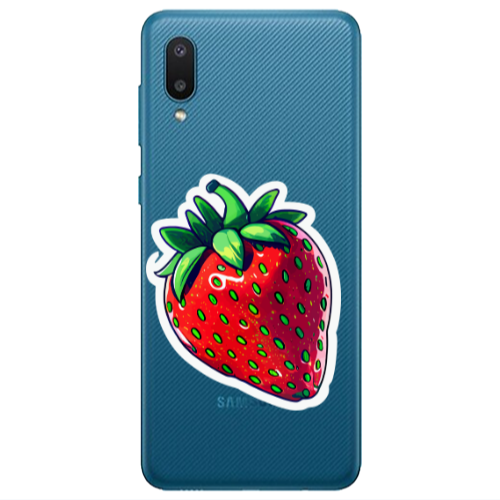Samsung A02 strawberry Transparent Silicone TPU Θήκη