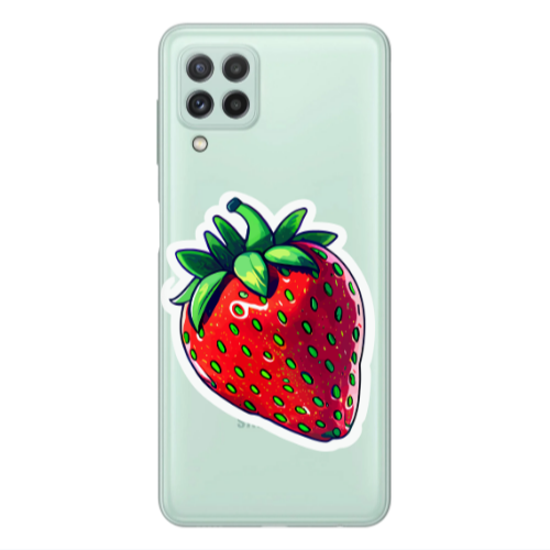 Samsung A22 4G strawberry Transparent Silicone TPU Θήκη