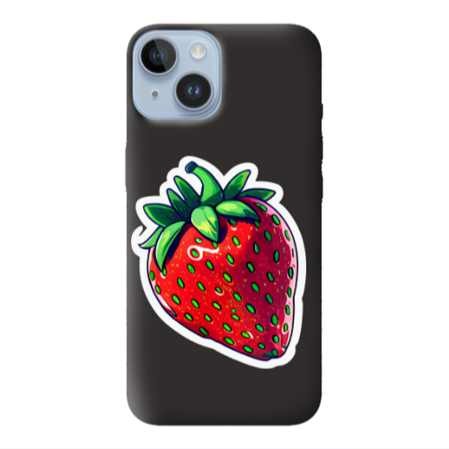 Apple iPhone 14 Plus strawberry Black Colored Silicone TPU Θήκη