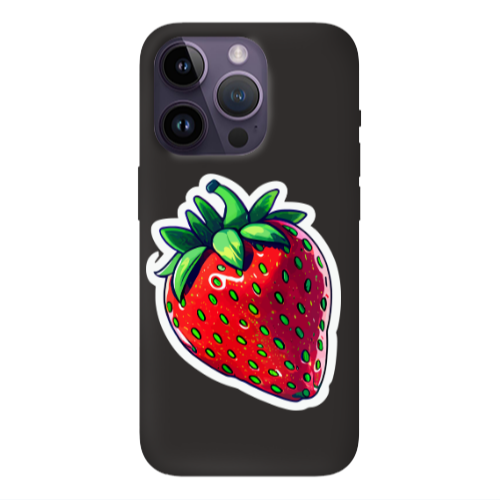 Apple iPhone 14 Pro  strawberry Black Colored Silicone TPU Θήκη