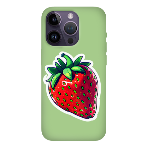 Apple iPhone 14 Pro Max strawberry Light Green Colored Silicone TPU Θήκη
