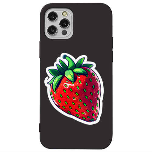 Apple iPhone 12 Pro strawberry Black Colored Silicone TPU Θήκη