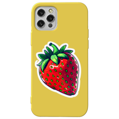 Apple iPhone 12 Pro strawberry Yellow Colored Silicone TPU Θήκη