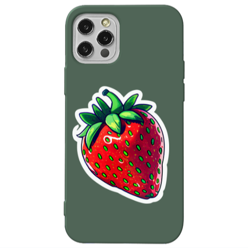 Apple iPhone 12 Pro strawberry Dark Green Colored Silicone TPU Θήκη