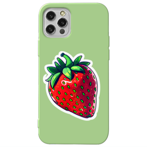 Apple iPhone 12 Pro strawberry Light Green Colored Silicone TPU Θήκη