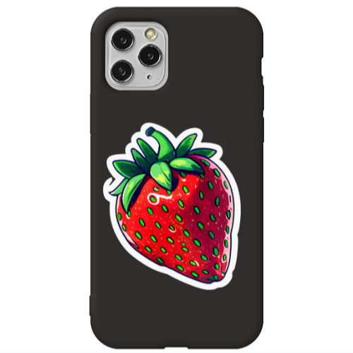 Apple iPhone 11 Pro Max strawberry Black Colored Silicone TPU Θήκη