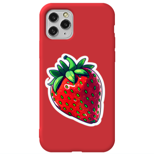 Apple iPhone 11 Pro Max strawberry Red Colored Silicone TPU Θήκη
