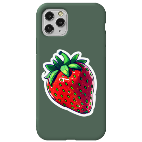 Apple iPhone 11 Pro Max strawberry Dark Green Colored Silicone TPU Θήκη